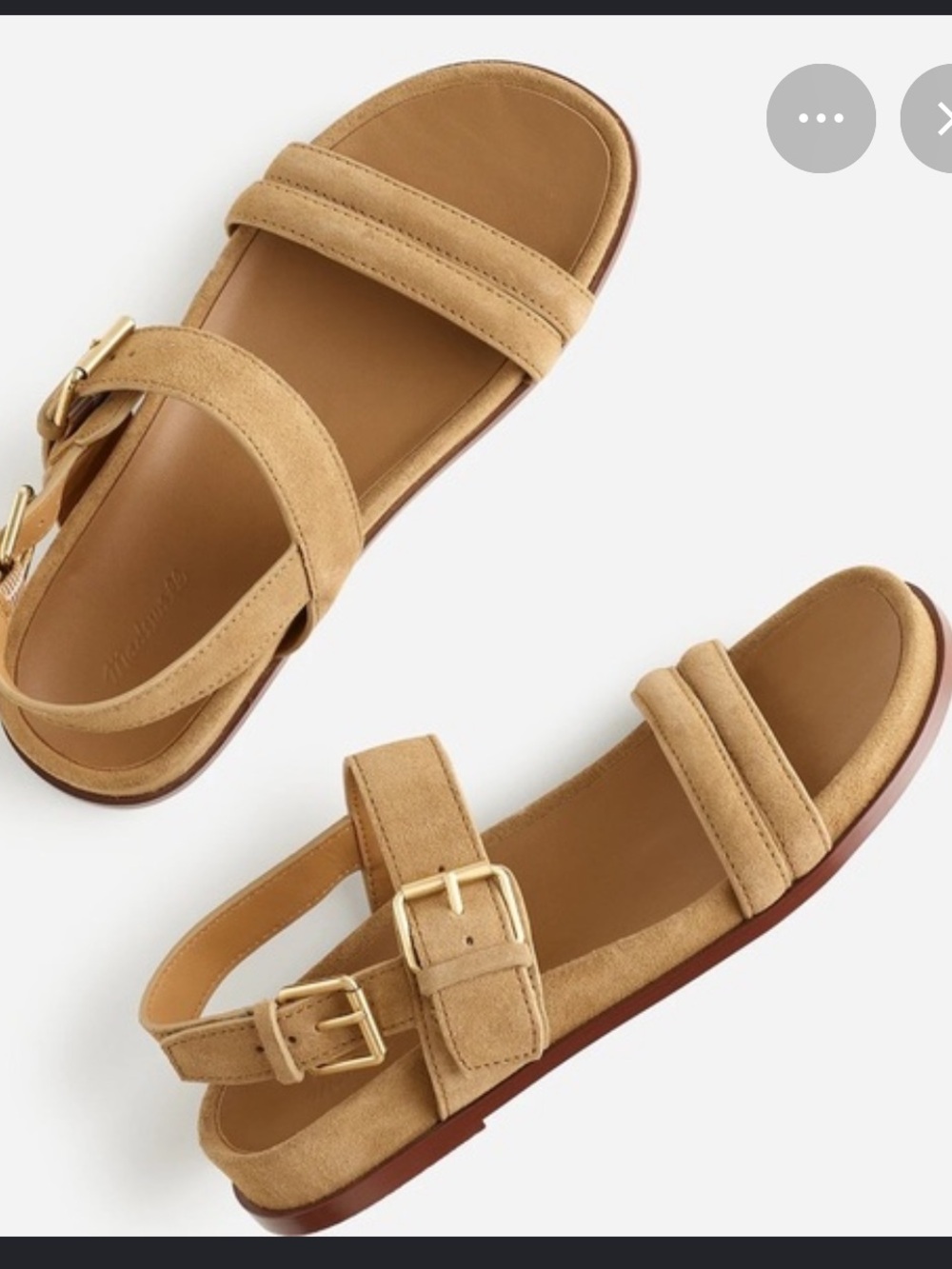 Madewell Dara Double-Strap Suede Sandals in Tan